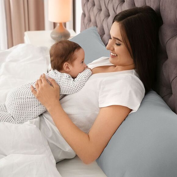 Pillowcase with Zipper Closure Soft Long Pillow Cases for Body Pillow Light Grey - Picture 2 of 6